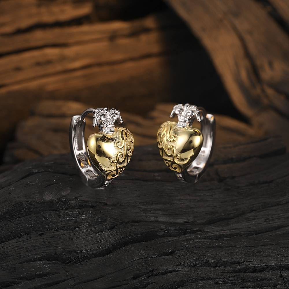 925 Sterling Silver All-match Textured Earrings - Image 3