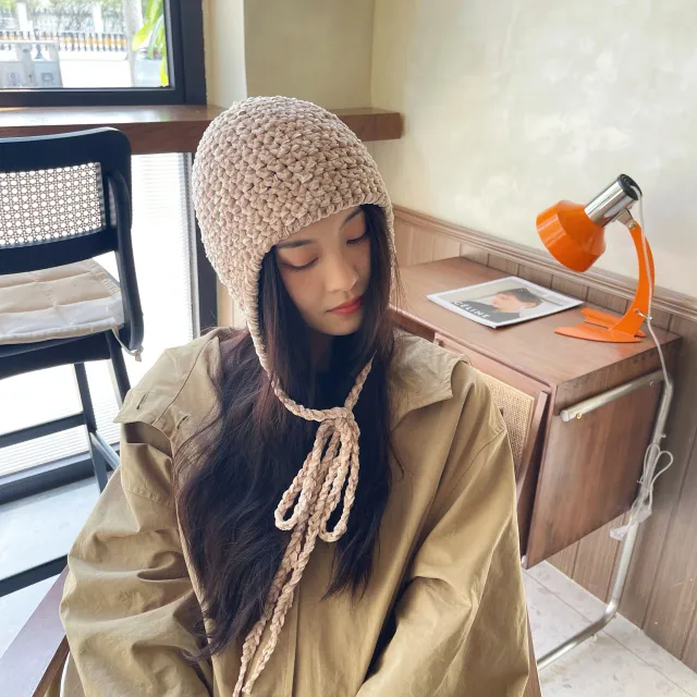 Women's Autumn Winter Ear Protection Warm Chenille Hat Apricot - Shop at LoveMi