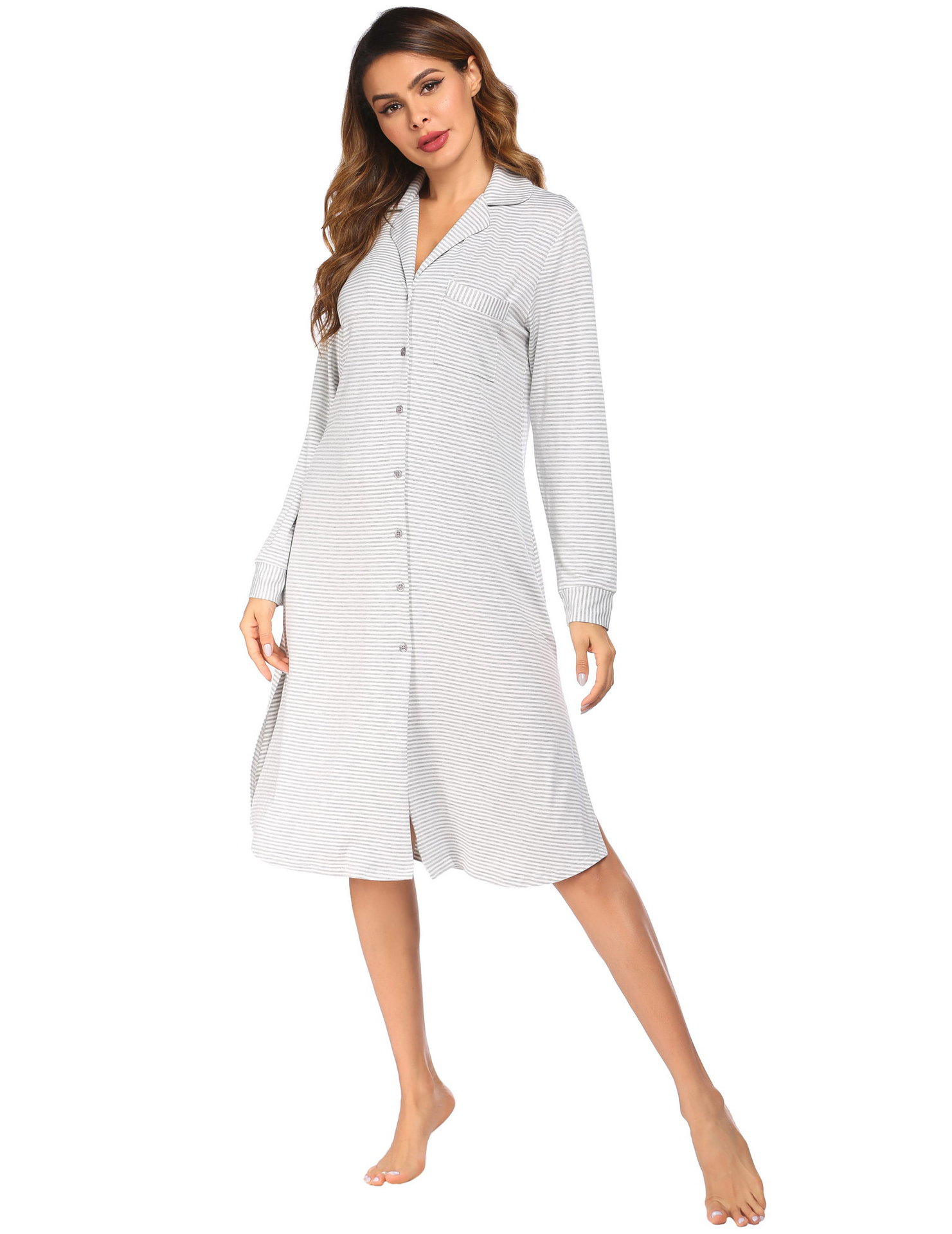 Title 2, Cotton Long Sleeve Striped Nightdress