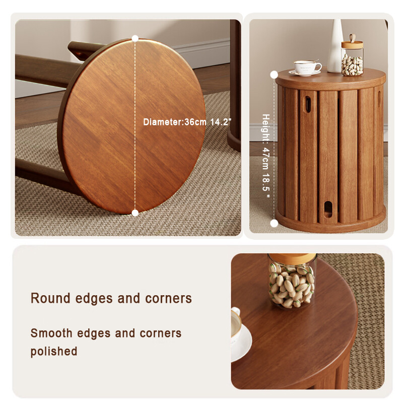 4-In-1 Wood Stool,Stackable Stools Set Of 4, Round Chair Nest Side Table,18 Inch — image 9