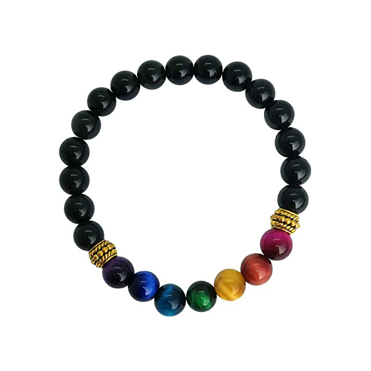 Title 6, Unisex Natural Stone New Colorful Tigereye Volc...