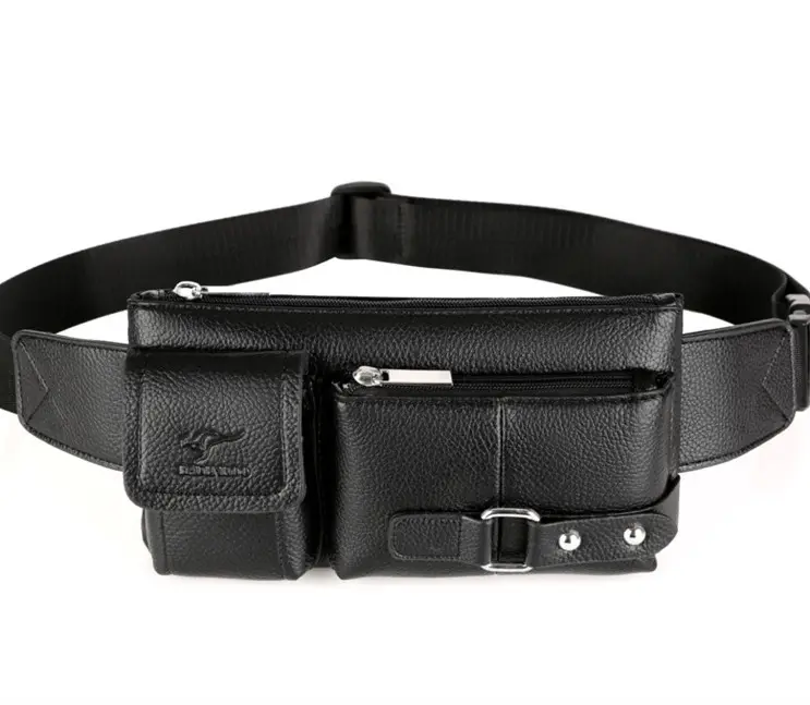 Luxury Brand Waist Bag Men Leather Fanny