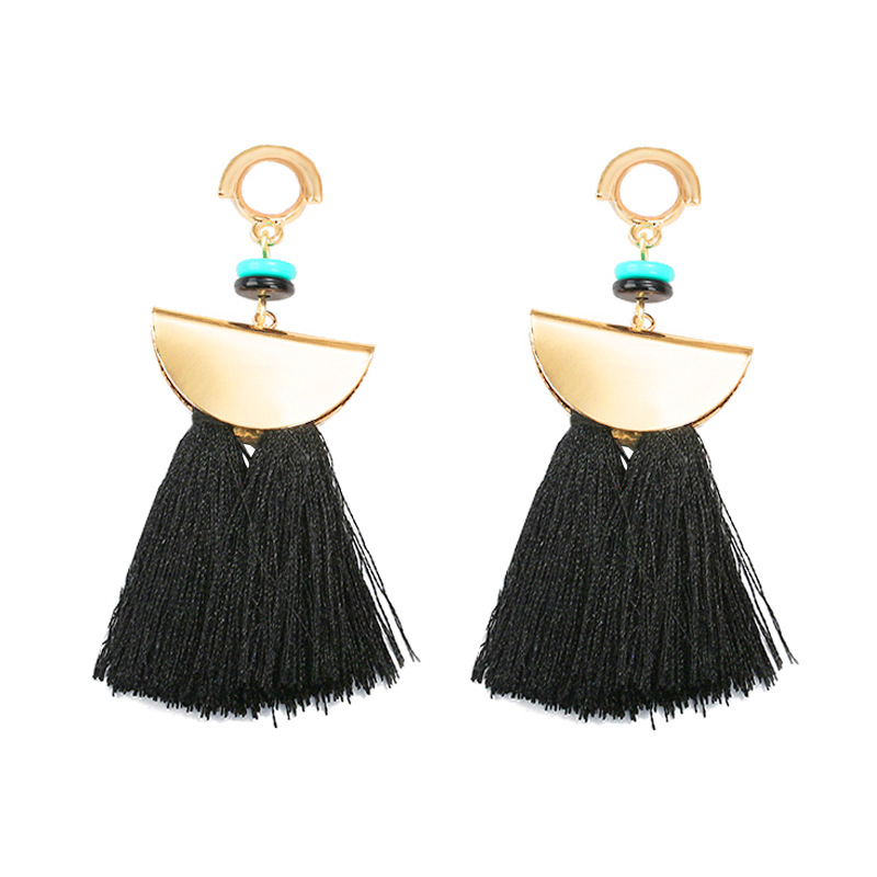 Exaggerated Female Fan-shaped Tassel Earrings