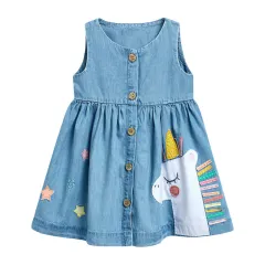 Girls' Dresses, Baby Skirts, Children's Denim Skirts - Blue - View 1