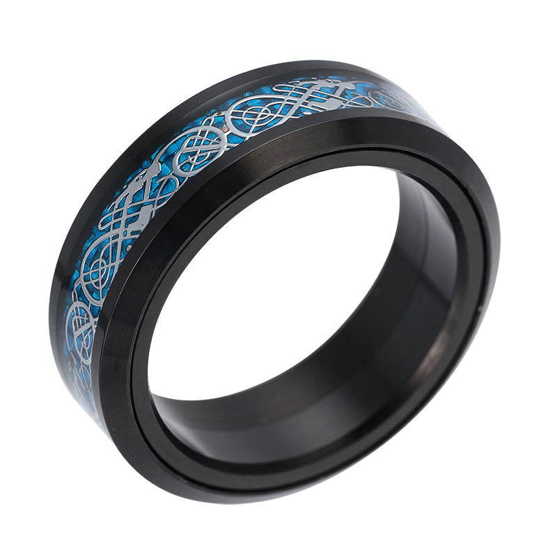 Titanium Steel Rotating Carbon Fiber Dragon Ring
