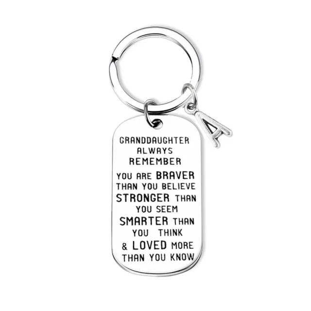 New Stainless Steel Tag Grandchild Keychain Silver Granddaughter - Shop at LoveMi