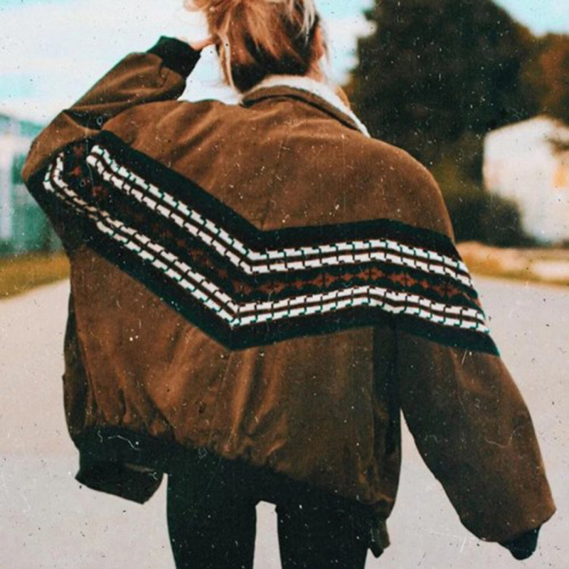 Slim Top Cross border Hot Style Casual Stitching Long sleeved Jacket Brown - Shop at LoveMi