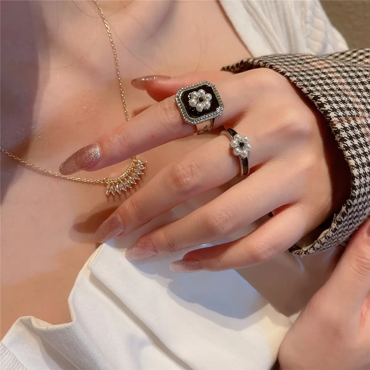 Ins Tide Index Finger Opening Adjustment Tail Ring Square