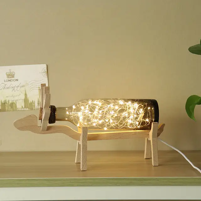 Nordic Elk Fire Tree Silver Lantern Starry Sky Bedroom Bedside Table Lamp