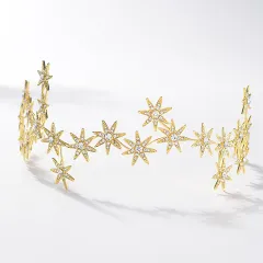 New Bridal Headdress High-end Rhinestone Seven-star Hair Accessories Starry Hair Band - Gold - View 1