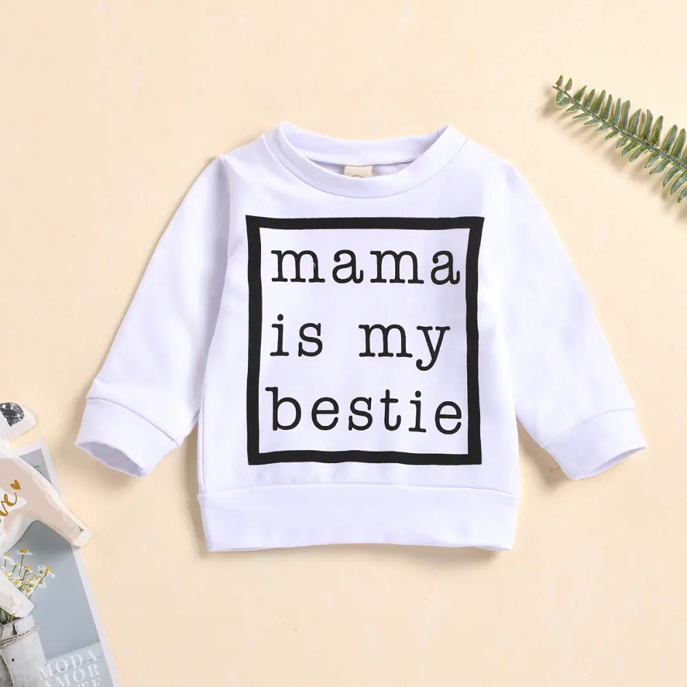 In, Black And White Mama Letter Print Baby Pullover Sweater For Men And Women