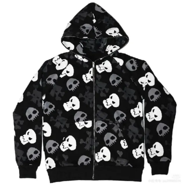 Dark Wind Skull Cardigan Hoodie Oversize Loose Hooded Zipper Thin Style Coat Picture Color M - Shop at LoveMi