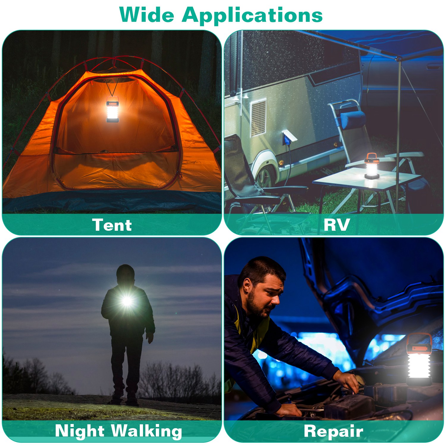 Solar Camping Lantern LED Collapsible Tent Lamp USB Rechargeable Portable Emergency Camping Light For Hiking Fishing Outdoor — foto 6