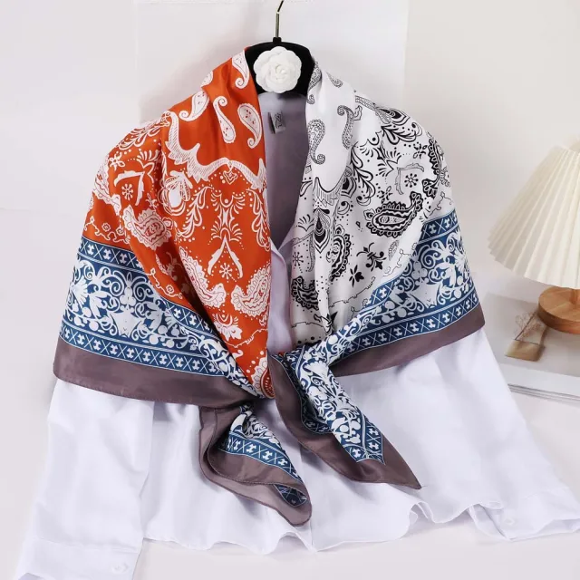 Twill Artistic Vintage Cashew Printing Color Block Scarves For Women Xw1102 - Shop at LoveMi