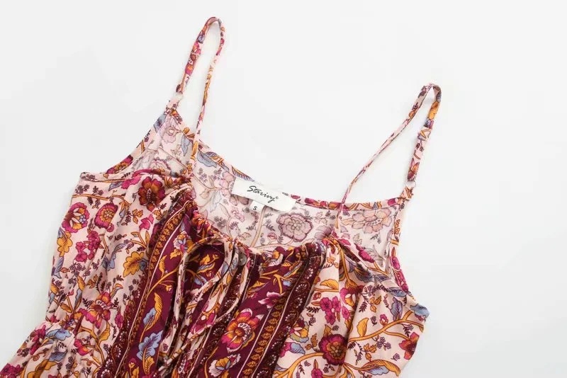 All-match Slim Print Suspender Dress