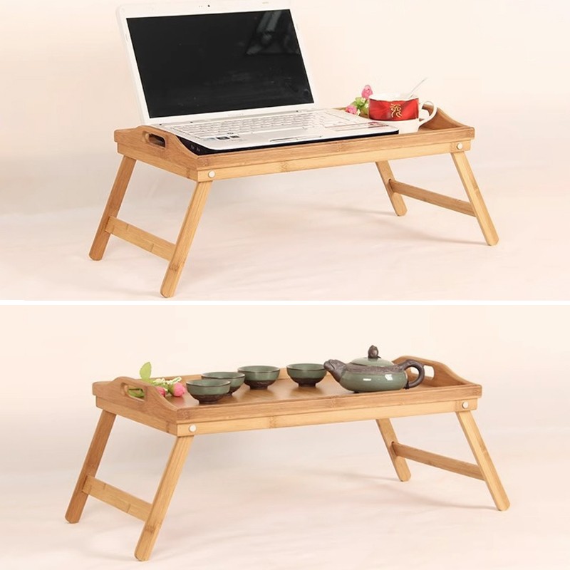 Bamboo Wooden Bed Tray Table With Folding Legs Portable Breakfast Serving — image 5