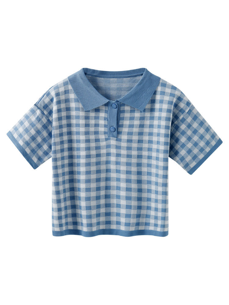 Title 1, Plaid Polo Collar Short-sleeved Small Student ...