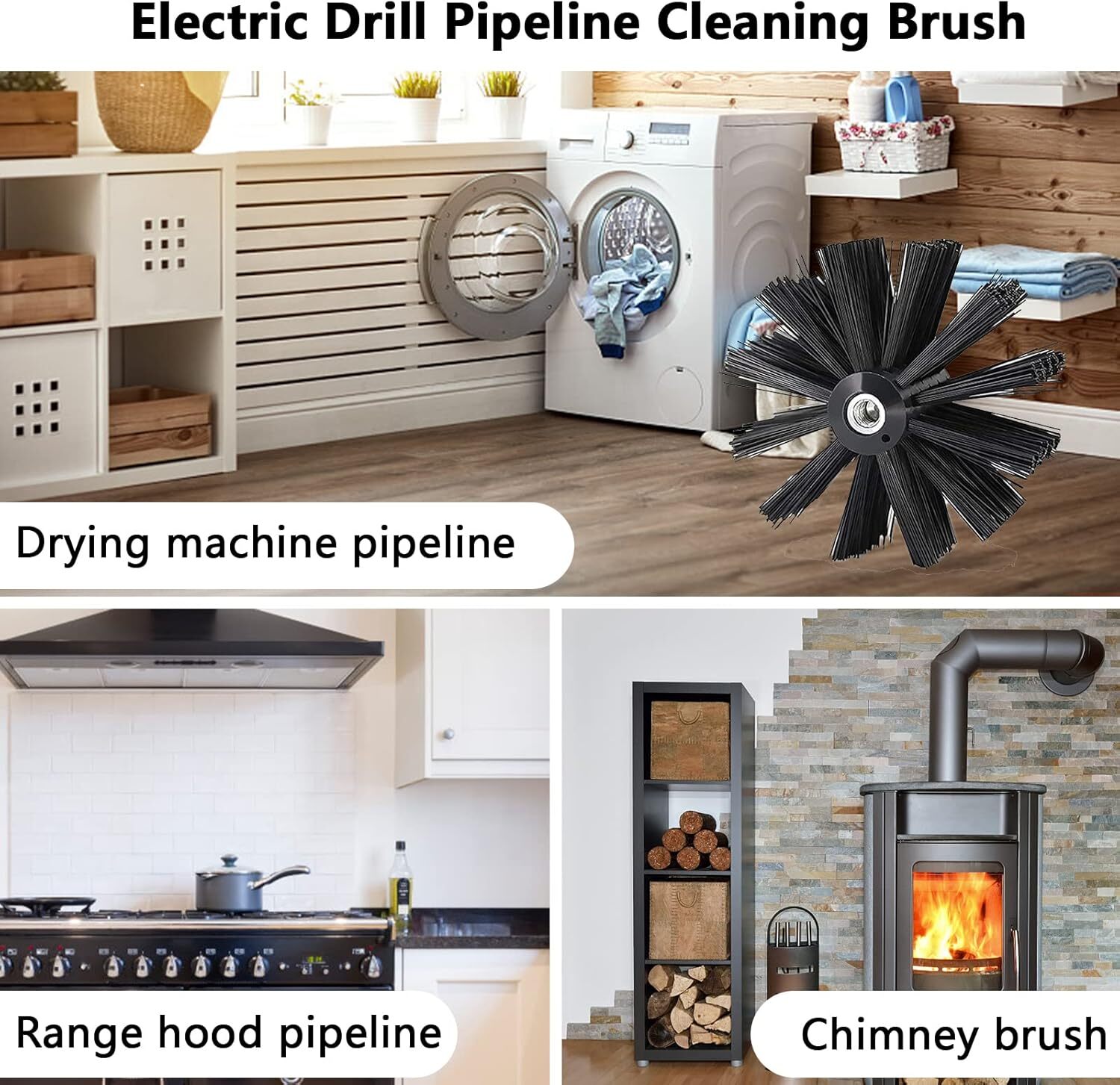 32x Flexible Chimney Sweep Set Flue Sweeping Brush & Rod Kit Soot Cleaning Rods