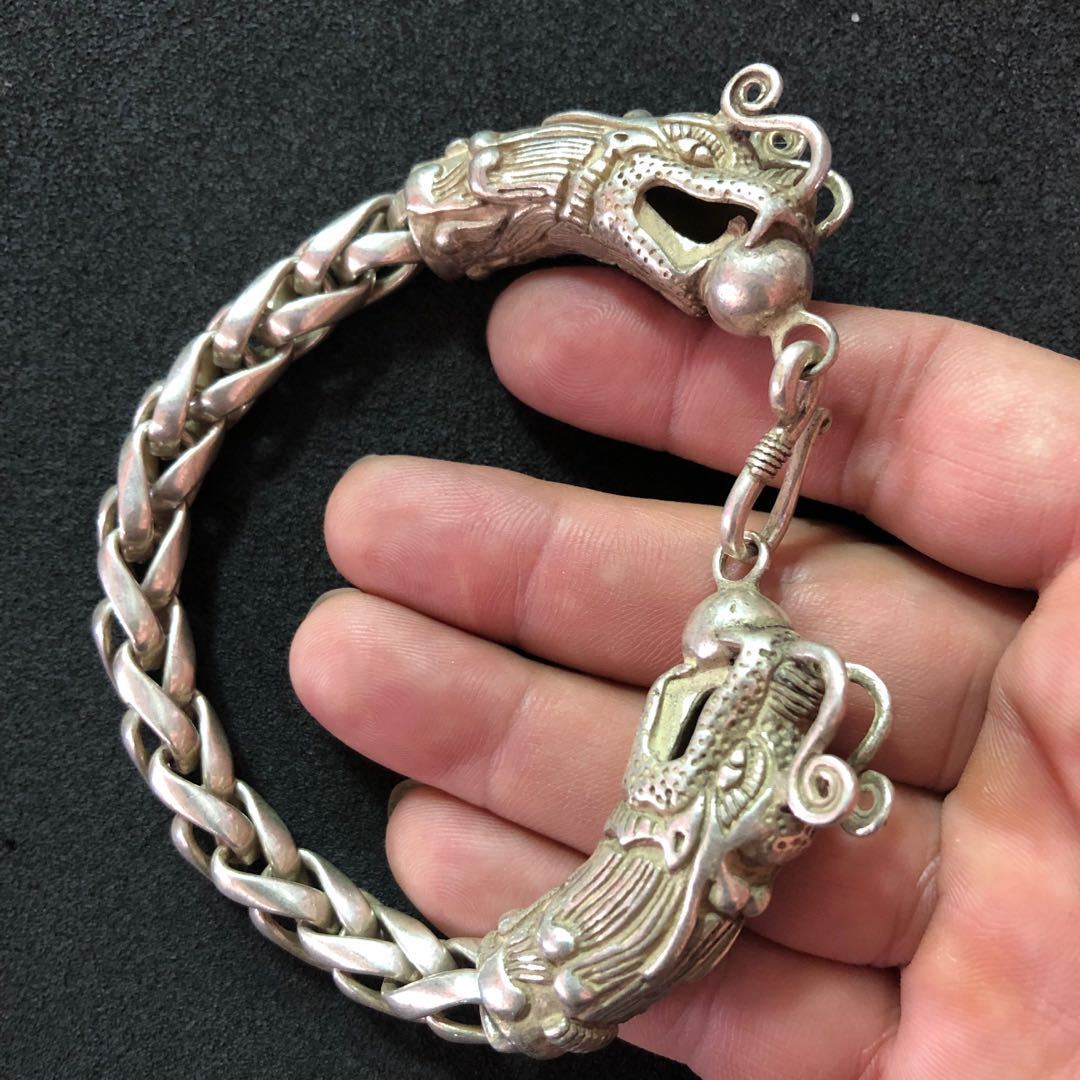 Antique Distressed Tibetan Silver Ethnic Style Bracelet