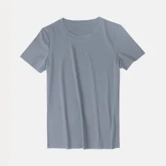 Women's Pure Cotton Simple And Versatile Short-sleeved T-shirt Women's Clothing - 1Grey - View 1