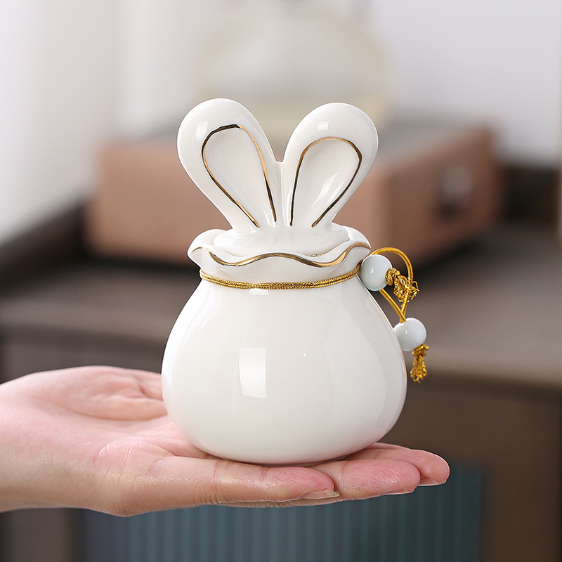 Title 4, Tea Jar Sealed Ceramic Bunny Storage Tank