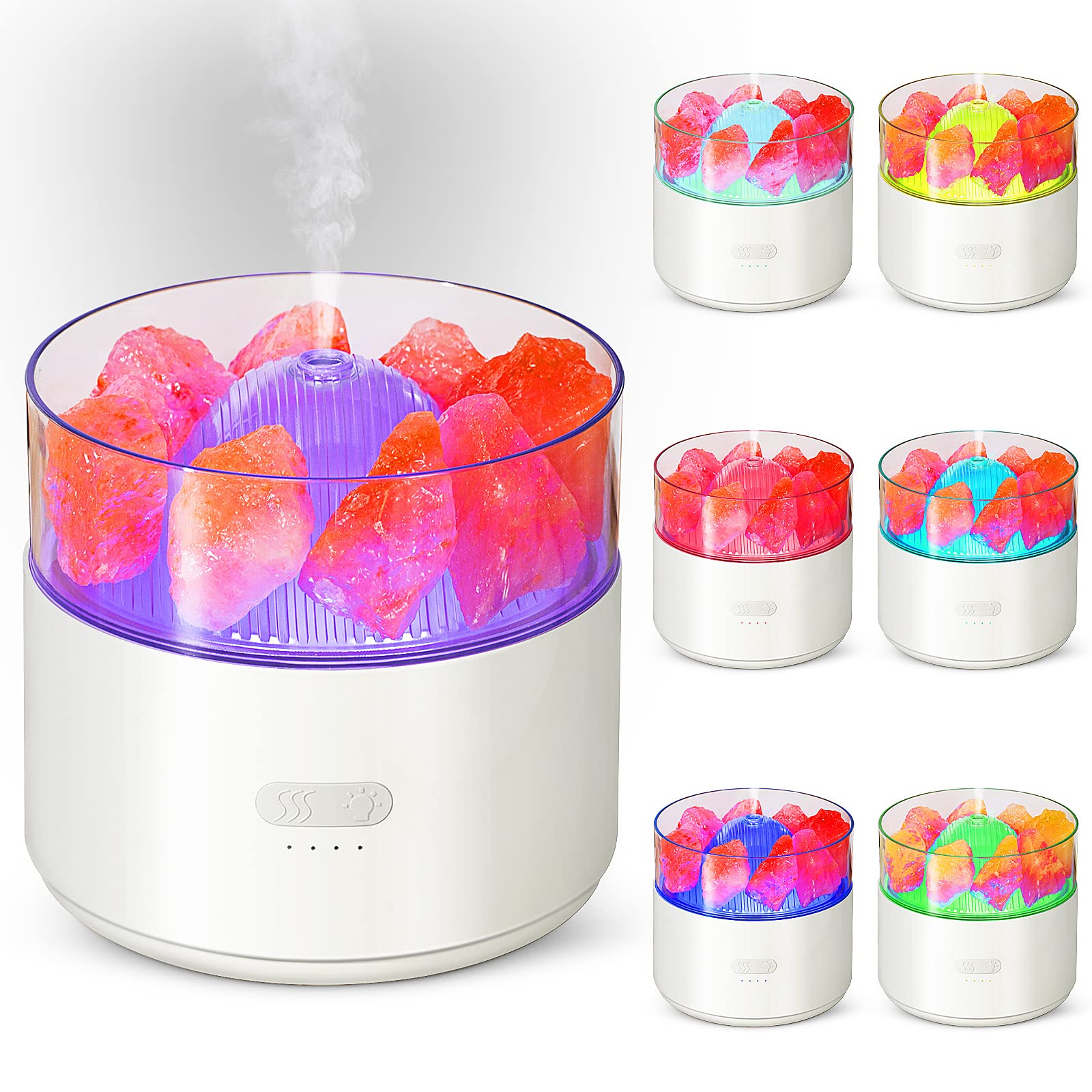Cool-Mist Impeller Air Humidifier Crystal Salt Aroma Diffuser Incense Machine Fogger Essential Oil Lamp Difusor Ambient Light — foto 4
