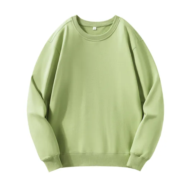 Round Neck Sweater Men's Combed Cotton Drop Shoulder Pullover Green - Shop at LoveMi