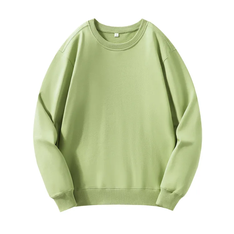 Round Neck Sweater Men's Combed Cotton Drop Shoulder Pullover - Green