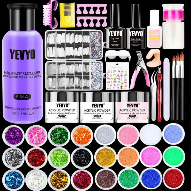 Acrylic Nail Kit, 24 Color Glitter Acrylic Powder Monomer Liquid Set, Nail Kit Set Professional With Everything Acrylic Brushes And Nail Tips For E... Multicolour - Shop at LoveMi