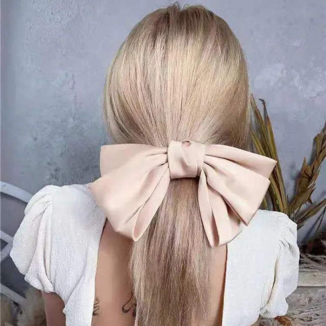 Retro Oversized Spring Clip Pearl Bow Tiara Card Korea Pink - Shop at LoveMi