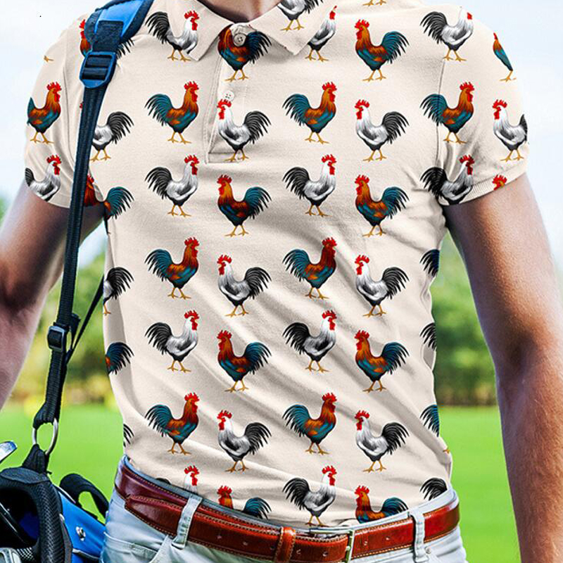 Title 5, Camisa Polo Verão Nova 3D Estampada Roupas Masc...