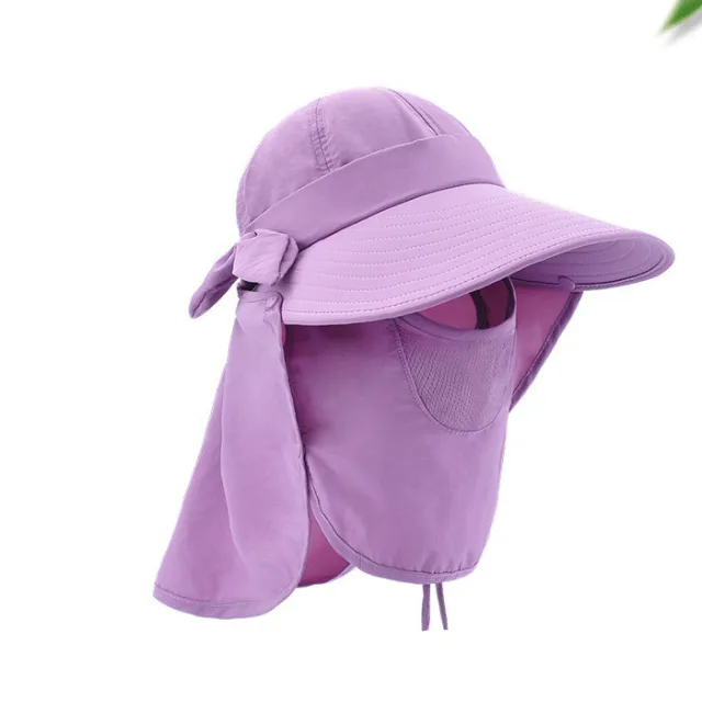 Sun Hats For Women Summer Sun Visor Hat With Big Heads Wide Brim Beach Hat Omnibearing UV Female Caps Face Neck Protection Purple - Shop at LoveMi