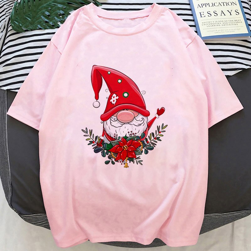 Title 24, Cartoon Santa Christmas Deer Print T Shirt