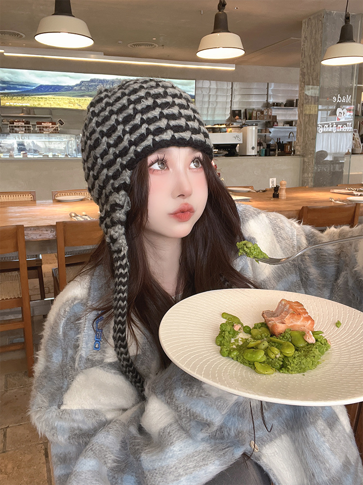 Women's Mixed Color Ski Parent-child Ear Protection Hat