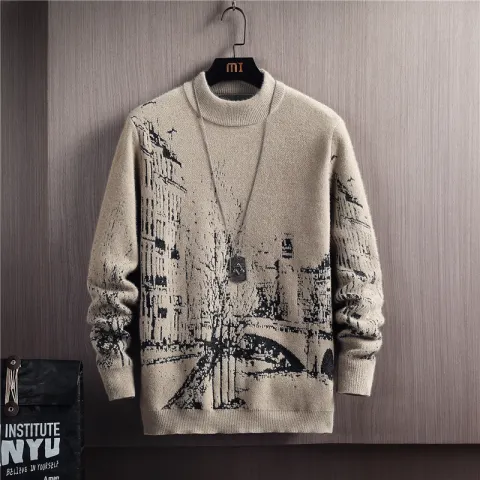 Autumn and Winter Round Neck Long Sleeved Pullover Thick