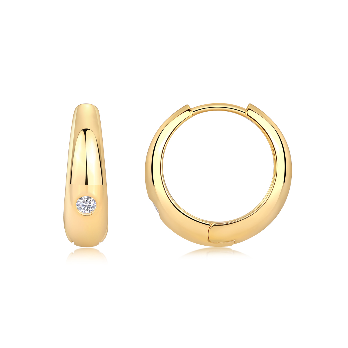 A Luxurious And Fashionable Minimalist Jewelry Earring Set Featuring A 0.1-carat Top-quality Morganite, Made Of S925 Silver Electroplated With Gold. - Image 1