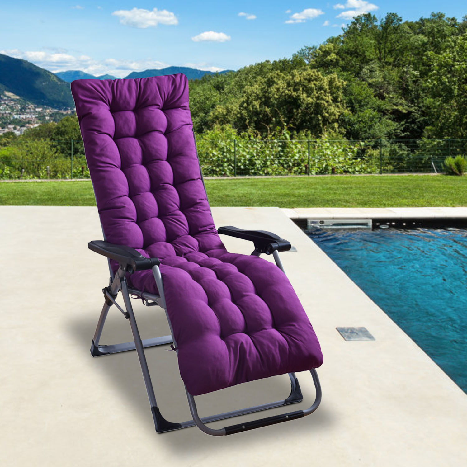 67x22in OR 71x22in Size Options Chaise Lounger Cushion Recliner Rocking Chair Sofa Mat Deck Chair Cushion 67X22X4In Pro Purple - Shop at LoveMi