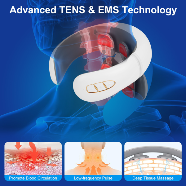 Portable Heated Neck Massager With Remote Control, TENS EMS Technology 8 Massage Heads, 15 Mins Auto Off Electric Pulse Neck Massager Neck Massager With Heat, 6 Modes 20 Intensities — foto 7