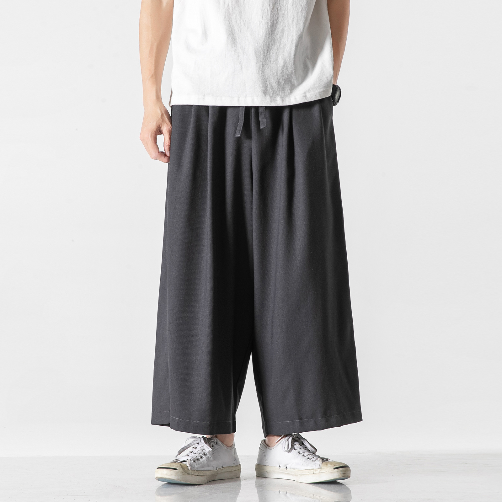 Title 3, Pantalon court large en lin, coton et lin