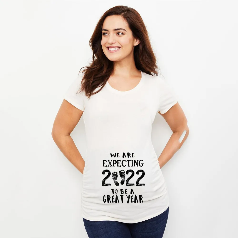 Fashion Loose Print Maternity Dress Print Short Sleeve - F-Xl