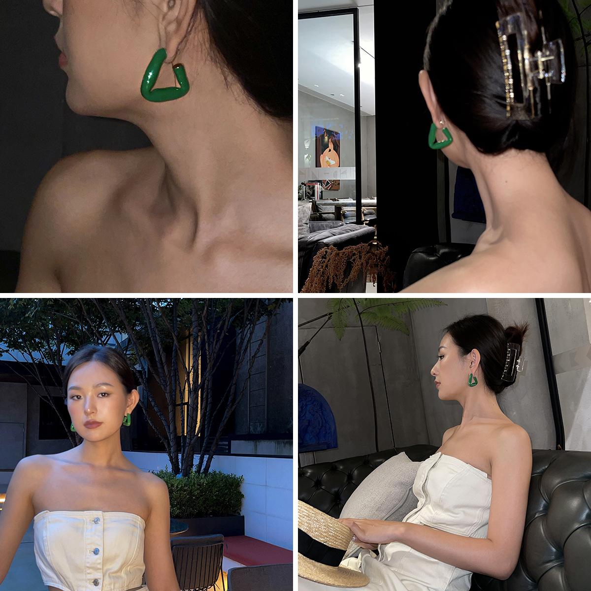 Trendy Enamel Drip Glaze Triangle Earrings With Simple Personality