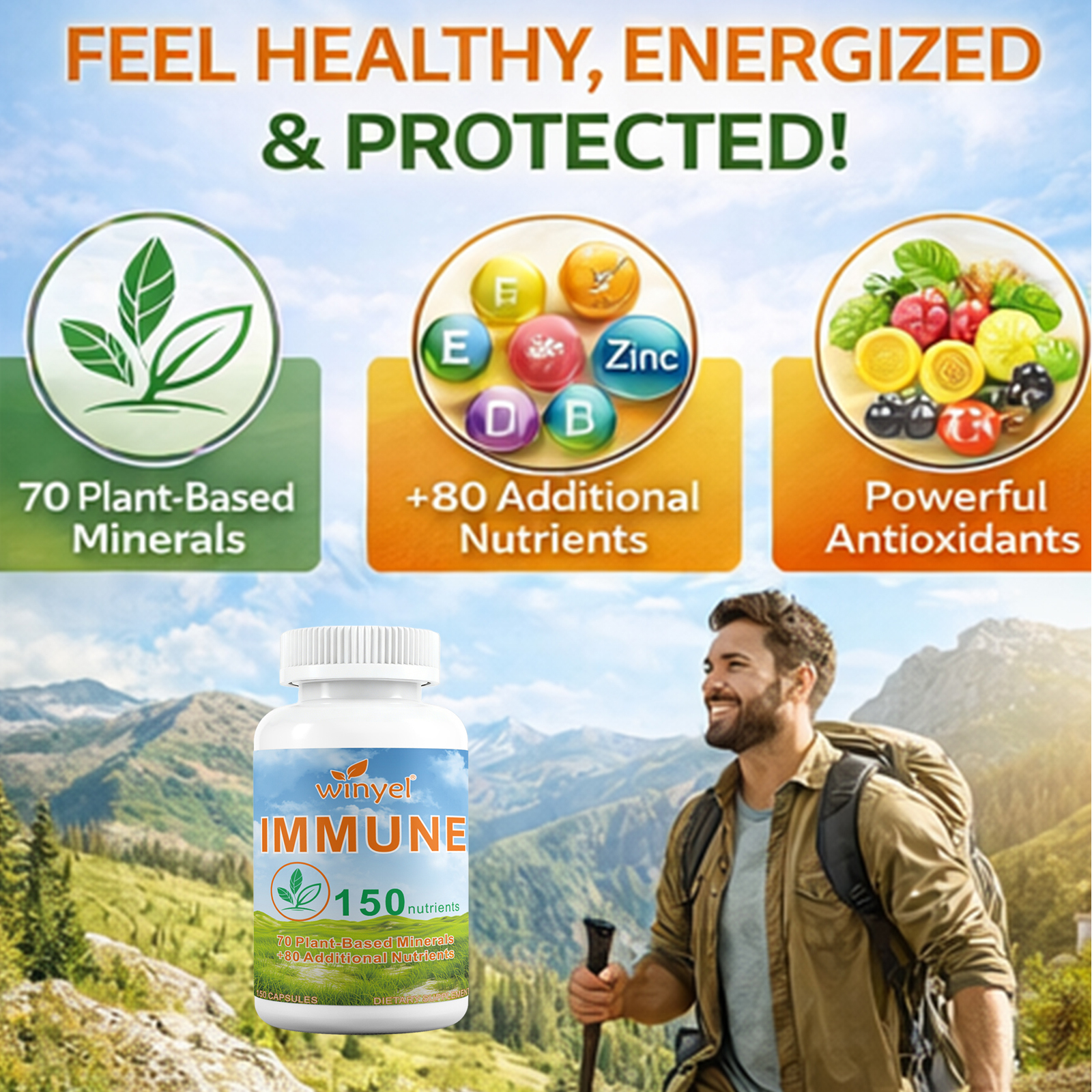 WINYEL IMMUNE 150 - The Ultimate Multivitamin & Immne Supplement, IMMU 150 Capsules - 150 Capsules 4