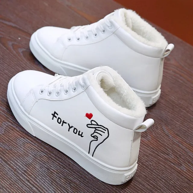 White Shoes Plus Velvet Soft Sole Breathable Sneakers White - Shop at LoveMi