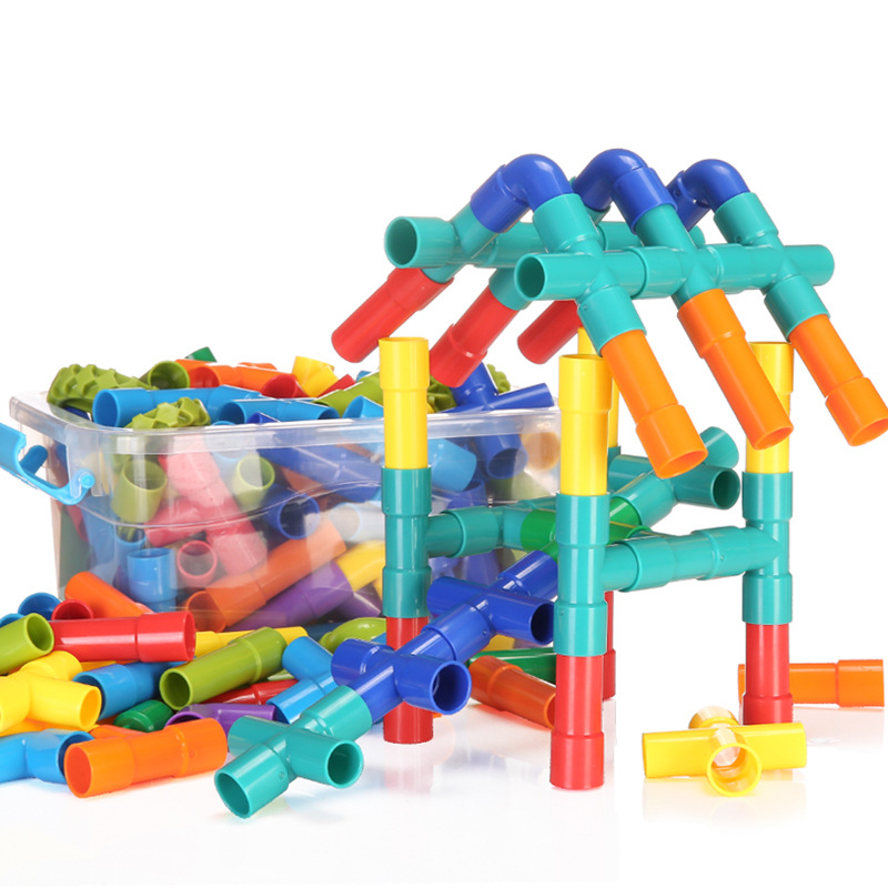 Children's Puzzle Assembly Of Pipeline Building Blocks
