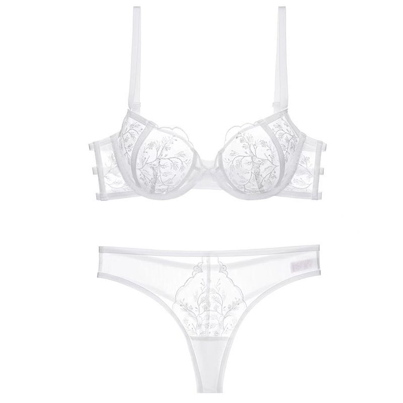 Title 7, Lace Embroidered Thin Cup Push Up Comfort Bra U...