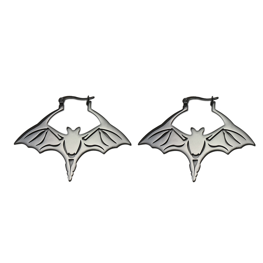 Title 1, Titanium Steel Cut Bat Earrings