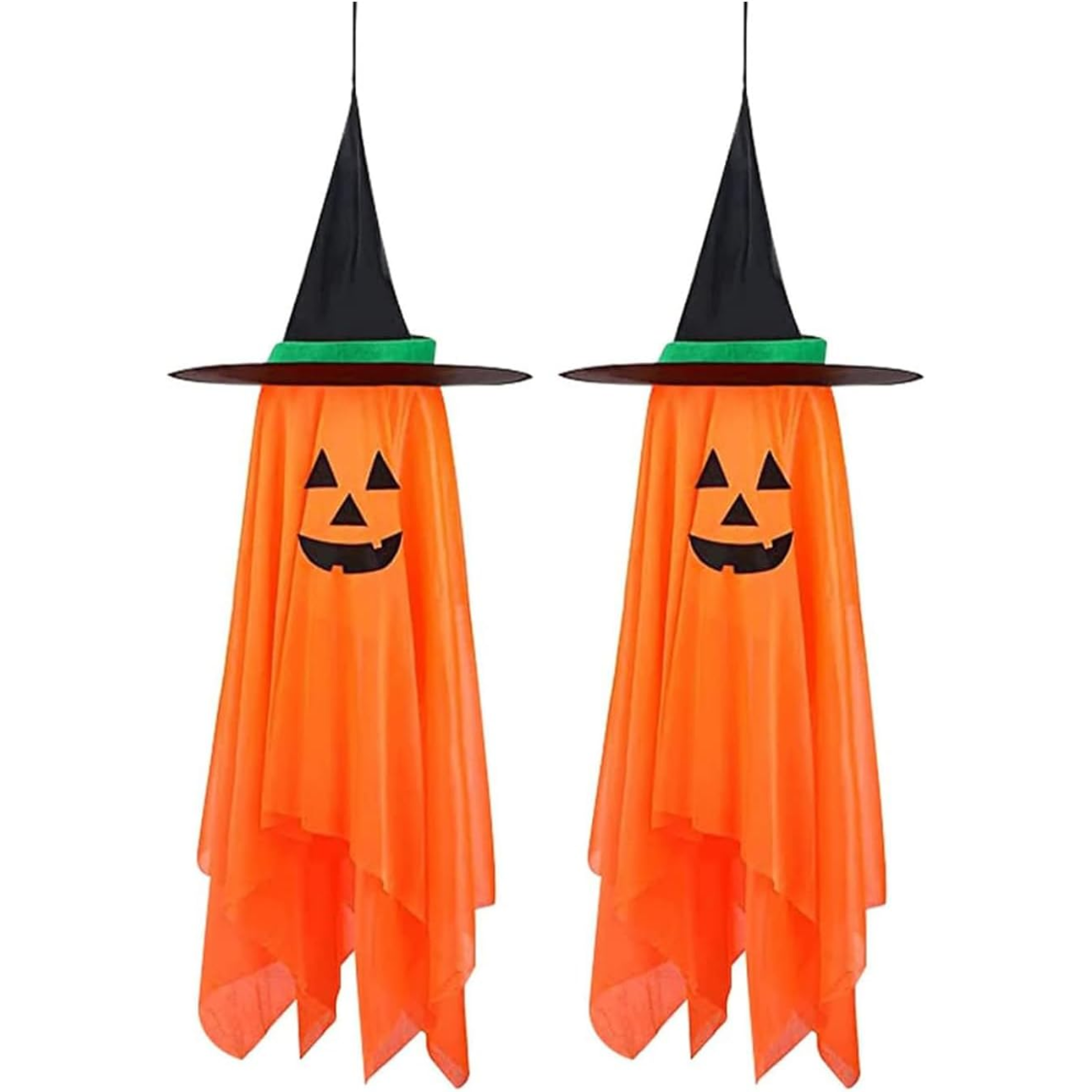 2Pcs Halloween Decorations, Halloween Pumpkin Decorations, Hanging Pumpkin Witch Hats Ornaments For Home Garden Yard Party