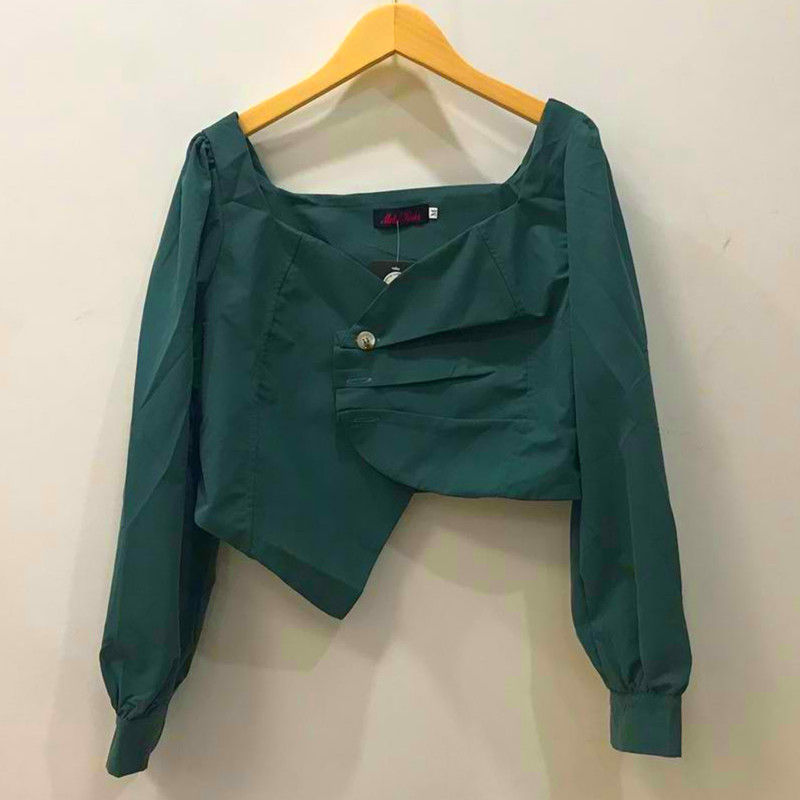 Retro Sexy Square Neck Scheming Clavicle Blouse Women