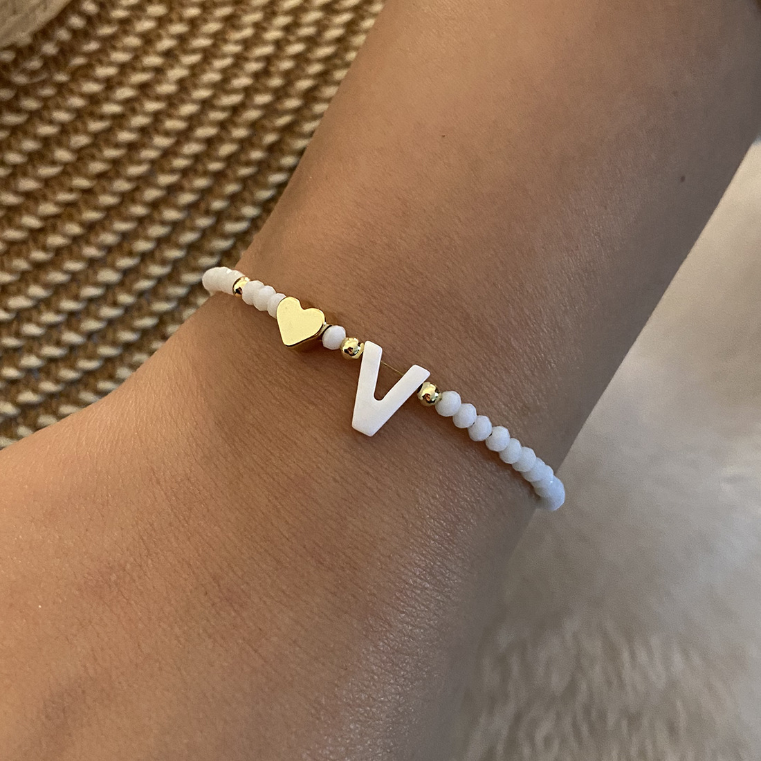 26 букв белый браслет из бисера женский металлический браслет Love Design ювелирные изделия