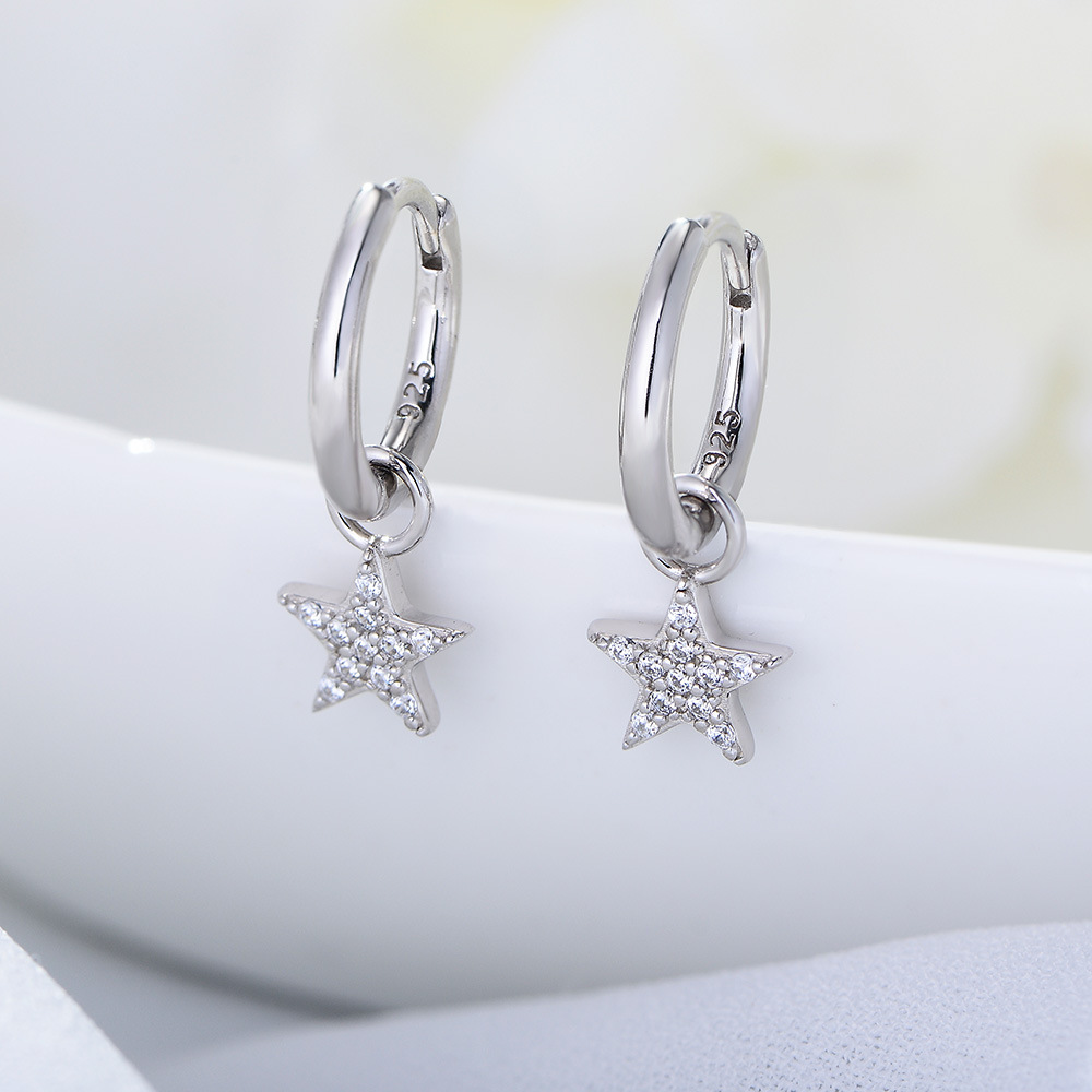 Title 5, Boucles doreilles pentagramme femme en argent ...